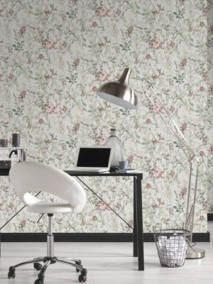 A.S. CRÉATION WALLPAPER «FLORAL, BEIGE, CREAM, GREEN, RED» 388252