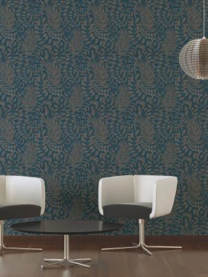A.S. CRÉATION WALLPAPER «FLORAL, BLUE, BRONZE, METALLIC» 388304