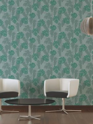 A.S. CRÉATION WALLPAPER «FLORAL, GREEN, METALLIC, SILVER» 389055