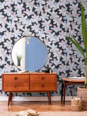 A.S. CRÉATION WALLPAPER «FLORAL, BLACK, BLUE, GREY, PINK» 389081
