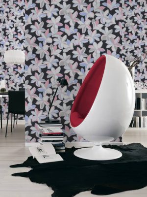 A.S. CRÉATION WALLPAPER «FLORAL, BLACK, BLUE, GREY, PINK» 389081