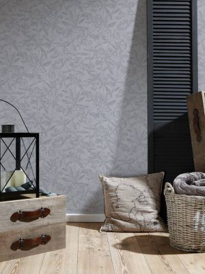 A.S. CRÉATION WALLPAPER «FLORAL, BLUE, GREY» 389244