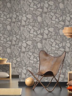 A.S. CRÉATION WALLPAPER «STONE, GREY» 389336