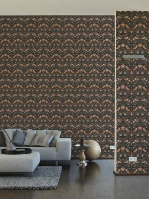 ARCHITECTS PAPER WALLPAPER «BAROQUE, FLORAL, BLACK, GREY, ORANGE» 390563