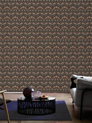 ARCHITECTS PAPER WALLPAPER «BAROQUE, FLORAL, BLACK, GREY, ORANGE» 390563