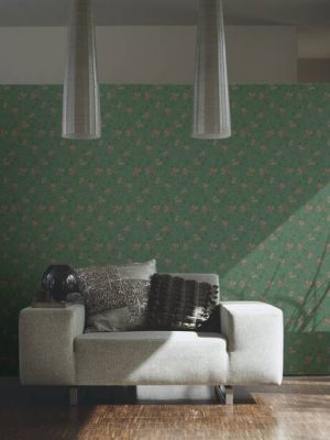 ARCHITECTS PAPER WALLPAPER «COTTAGE, FLORAL, GREEN, ORANGE, PINK» 390631