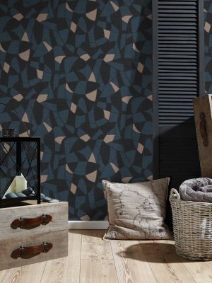 A.S. CRÉATION WALLPAPER «GRAPHICS, BEIGE, BLACK, BLUE» 390935