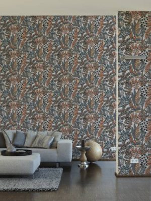 A.S. CRÉATION WALLPAPER «FLORAL, BEIGE, BLACK, BLUE, ORANGE» 390952