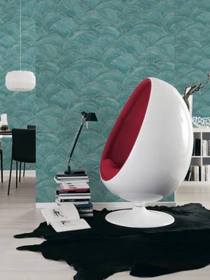 LIVINGWALLS WALLPAPER «GRAPHICS, BLUE, GREEN, METALLIC, SILVER» 391052