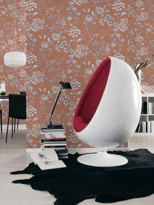 LIVINGWALLS WALLPAPER «FLORAL, BLUE, BROWN, WHITE» 391173
