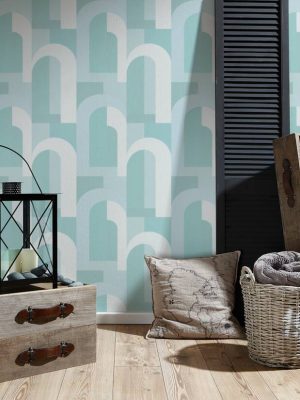 ARCHITECTS PAPER WALLPAPER «GRAPHICS, BLUE, GREEN, WHITE» 391703