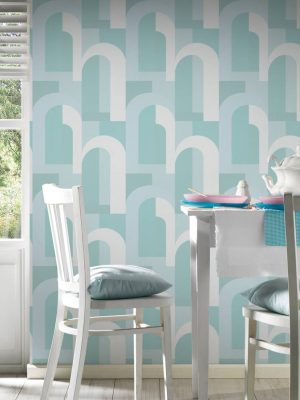 ARCHITECTS PAPER WALLPAPER «GRAPHICS, BLUE, GREEN, WHITE» 391703