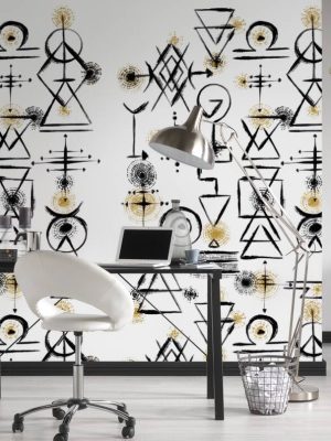 LIVINGWALLS WALLPAPER «GRAPHICS, BEIGE, BLACK, WHITE» 391981