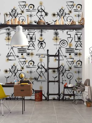 LIVINGWALLS WALLPAPER «GRAPHICS, BEIGE, BLACK, WHITE» 391981