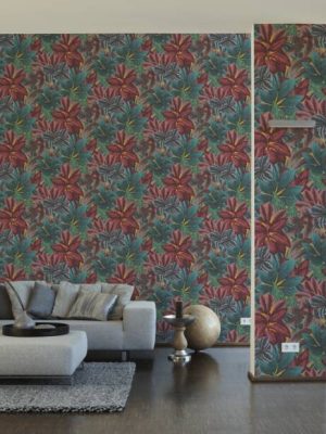LIVINGWALLS WALLPAPER «FLORAL, BLUE, BROWN, GREEN, RED» 392222