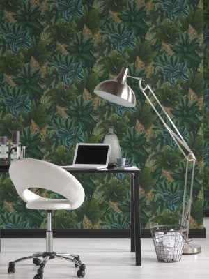 LIVINGWALLS WALLPAPER «FLORAL, BLUE, CREAM, GREEN» 392224
