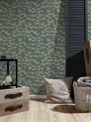 LIVINGWALLS WALLPAPER «FLORAL, GREEN, WHITE, YELLOW» 394232