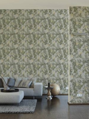 LIVINGWALLS WALLPAPER «FLORAL, GREEN, GREY, YELLOW» 394242