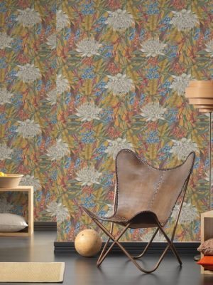 LIVINGWALLS WALLPAPER «FLORAL, COLORFUL, GREEN, YELLOW» 394284