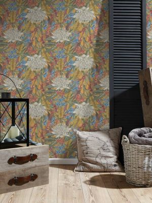 LIVINGWALLS WALLPAPER «FLORAL, COLORFUL, GREEN, YELLOW» 394284