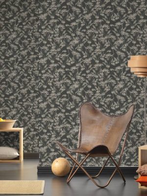 LIVINGWALLS WALLPAPER «FLORAL, BLACK, GREY, WHITE» 394302