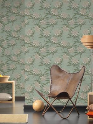 LIVINGWALLS WALLPAPER «FLORAL, GREEN, WHITE» 394322