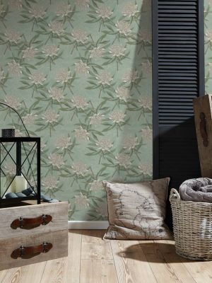 LIVINGWALLS WALLPAPER «FLORAL, GREEN, WHITE» 394322