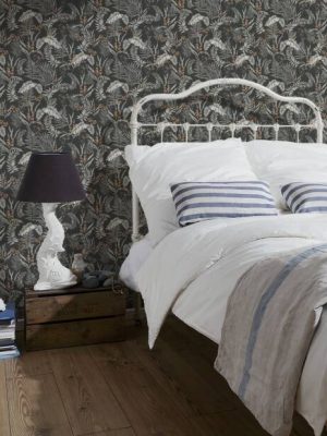 LIVINGWALLS WALLPAPER «FLORAL, BLACK, ORANGE, WHITE» 394341