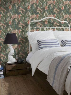 LIVINGWALLS WALLPAPER «FLORAL, BEIGE, GREEN, RED» 394351