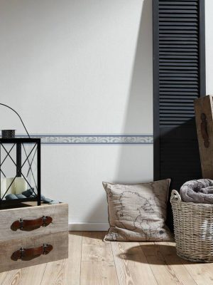 A.S. Création Border «Baroque, Floral, Blue, Grey, White» 681645