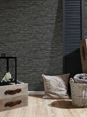 A.S. Création Wallpaper «Stone, 3D, Black, Grey» 707123