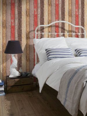 A.S. Création Wallpaper «Wood, Cottage, Beige, Brown, Red» 895127
