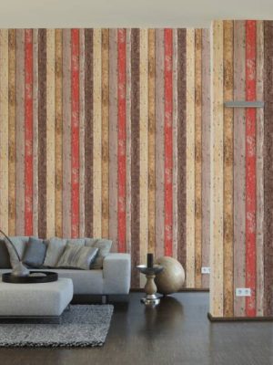 A.S. Création Wallpaper «Wood, Cottage, Beige, Brown, Red» 895127