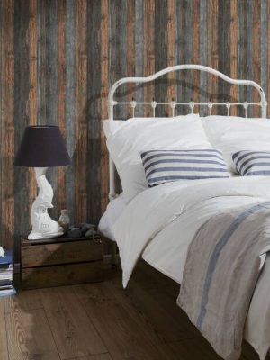 A.S. Création Wallpaper «Wood, Cottage, Beige, Brown, Grey» 908612