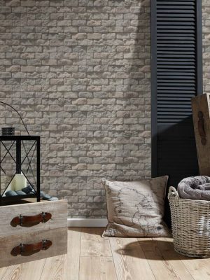 A.S. Création Wallpaper «Stone, Cottage, Beige, Cream» 958342