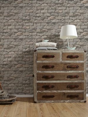 A.S. Création Wallpaper «Stone, Cottage, Beige, Cream» 958342
