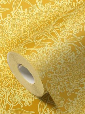 zuta cvetna tapeta za zid