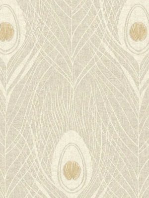 bež tapeta sa paunovim perom za zid