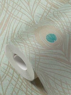 zelena tapeta sa paunovim perom odmah dostupno