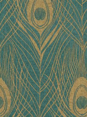 zelena tapeta sa paunovim perom za zid