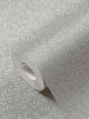 siva tapeta sa lišćem za zid