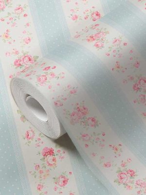 plava cvetna tapeta za zid