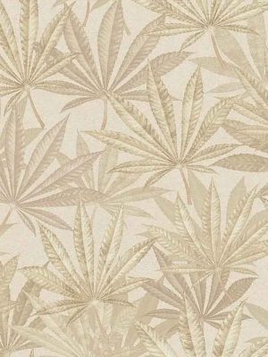 krem tapeta sa liscem za zid