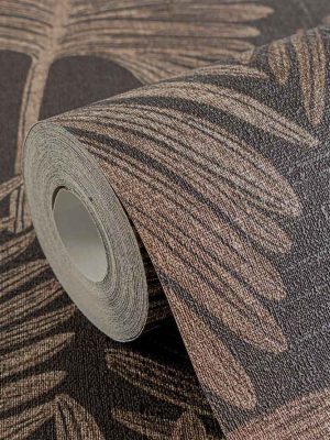 braon tapeta sa lišćem za zid