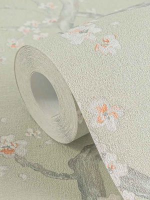 zelena cvetna tapeta za zid