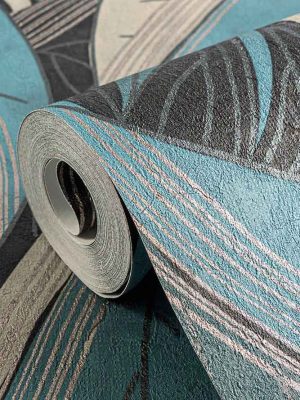 plava tapeta sa liscem za zid