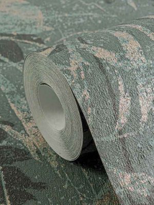 zelena tapeta sa lišćem za zid