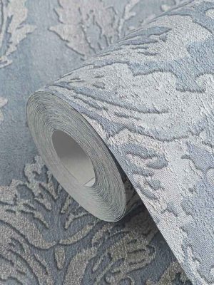 plava barokna tapeta za zid