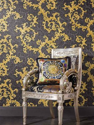 siva barokna tapeta za zid