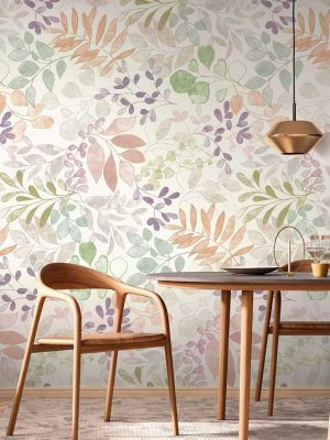 šarena tapeta sa lišćem za zid